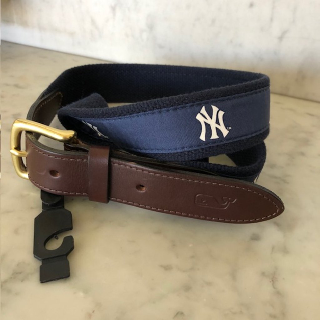 Vineyard Vines Mens New York Yankees Navy Mlb Canvas Belt 34 Rare